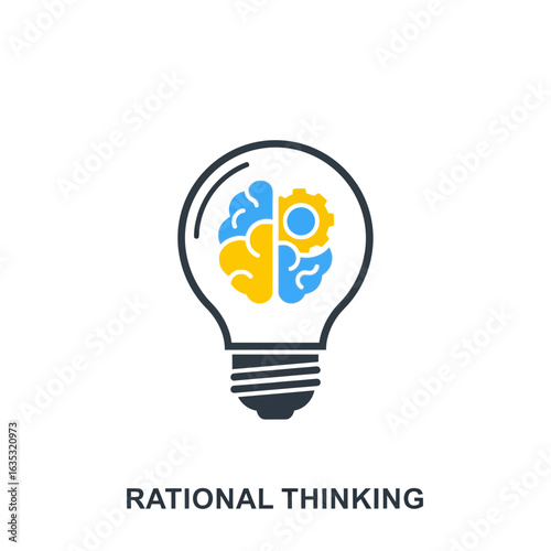 Lightbulb with brain and gears symbolizing rational thinking.