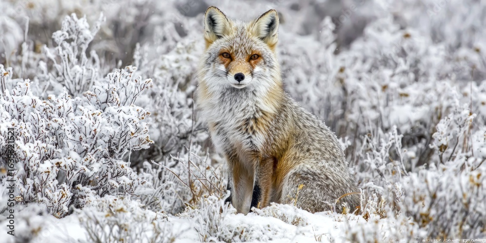 Fototapeta premium A Fox in the Snowy Tundra