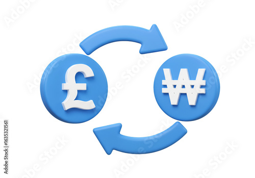 3D Render Of Currency Exchange Symbol Illustration On Blue Background