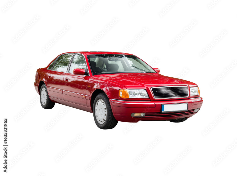Obraz premium Classic red sedan isolated on black background, Isolated On Transparent Background, Png, Cut Out