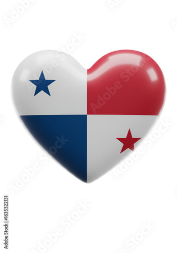 Free Download 3D Render Of Panama Flag Heart Symbol Isolated On Transparent Background - GFXLoad