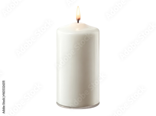 Single white candle burning brightly isolated on black background, Isolated On Transparent Background, Png, Cut Out