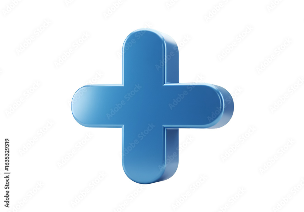 Fototapeta premium 3D Rendered Blue Plus Sign Isolated On Transparent Background