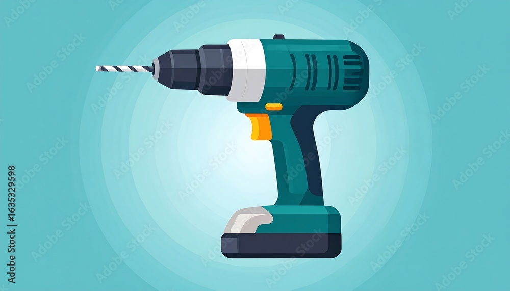 Illustration of a teal cordless drill Illustration of a teal cordless drill