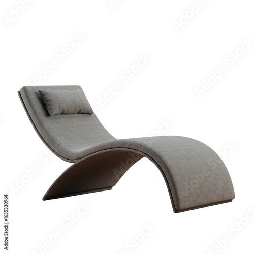 3D Rendered Gray Lounger Chair with Pillow Isolated on Transparent Background