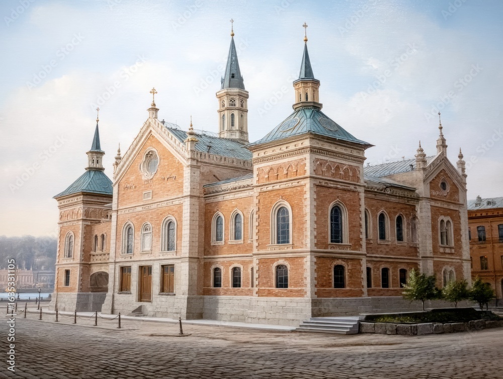 Obraz premium Neo-Mud?jar Architecture: Historic Building Exterior in Madrid, Spain
