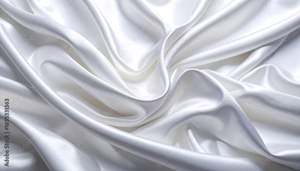 Fototapeta premium Elegant white silk fabric with soft folds and subtle shadows creating a luxurious texture