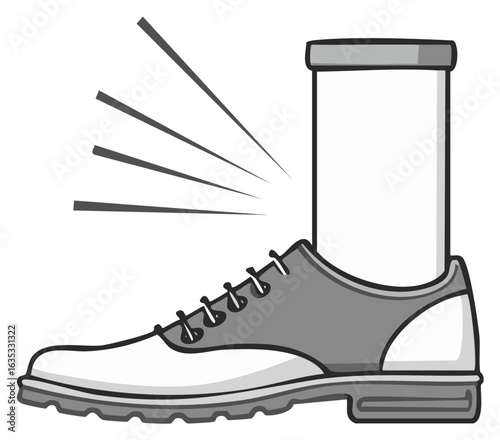 Footwear deodorizer inserted into a classic laced dress shoe eliminating bad odor creating freshness vector illustration