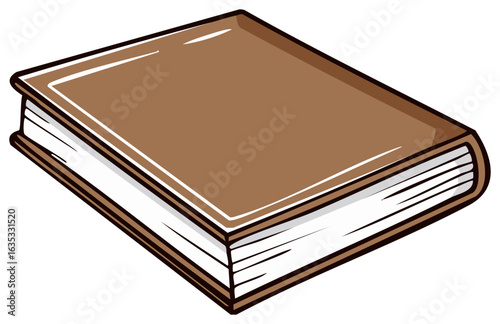 Closed brown hardcover book illustration for education and reading concepts
