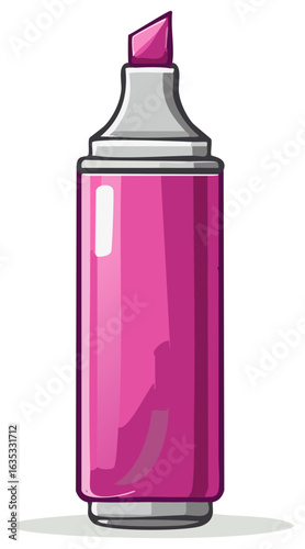 Bright Pink Highlighter Pen with Chiseled Tip for Marking and Emphasizing Text