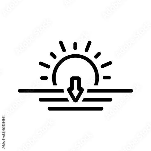 Vector black line icon for Sunset