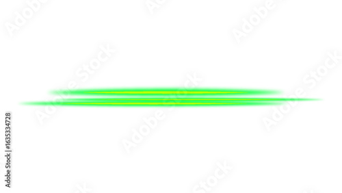 Green speed lines, glowing magic rays, abstract neon lines. Lights in motion effect. Magic luminous curved path concept. Shiny flowing streaks for poster, banner, flyer. Vector illustration