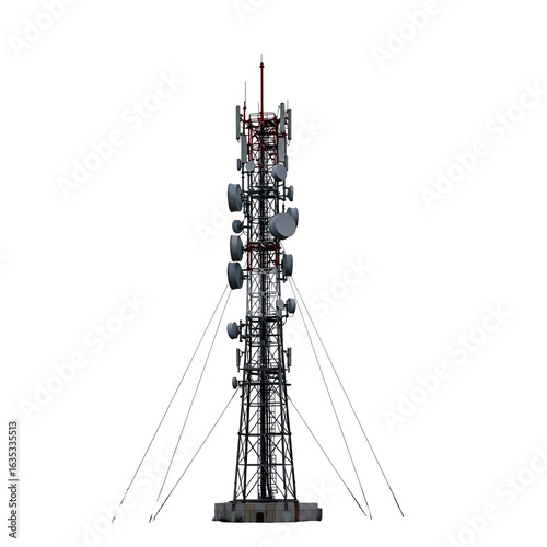 3D Rendered Isolated Telecommunication Tower On Transparent Background