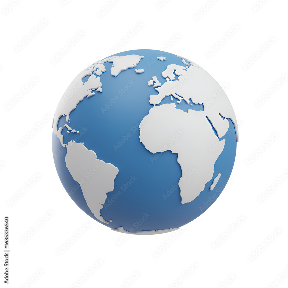 Naklejka premium 3D Rendered Globe on White Background Illustrating World Earth Planet