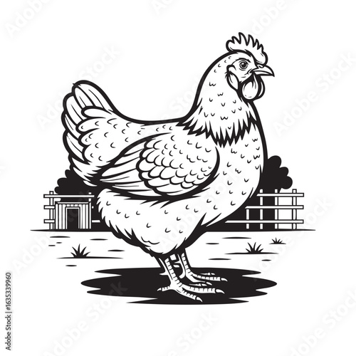 Classic broiler chicken vector illustration, perfect for farm and agricultural designs.