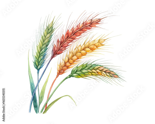 watercolor Barley vector illustration isolated on white background