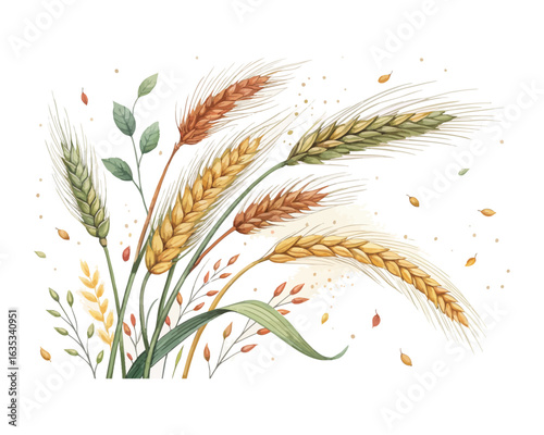 watercolor Barley vector illustration isolated on white background