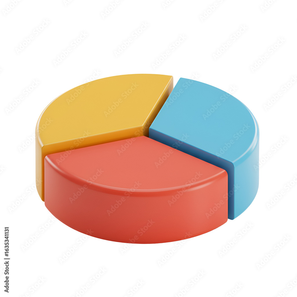 Fototapeta premium 3D Rendering of a Colorful Pie Chart Illustration on Transparent Background