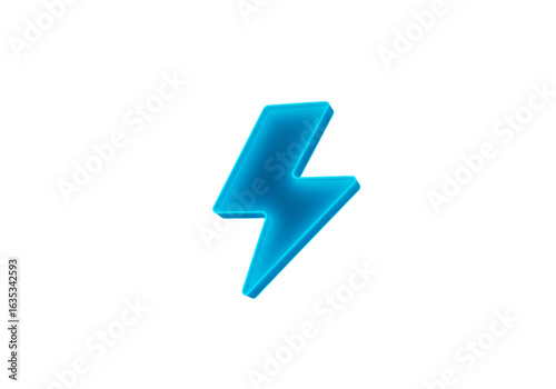 Free Download Abstract 3D Render of Glowing Blue Lightning Bolt Against Black Background - GFXLoad