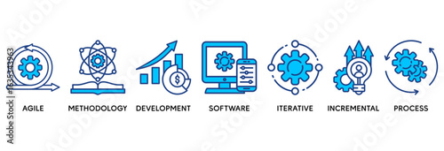 Scrum development icon set vector illustration concept relate to agile, methodology, development, software, iterative, incremental and process