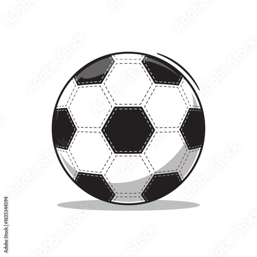 Drawn soccer ball or football sport icon, sign, symbol illustration cartoon vector object isolated on white background. Sports competition