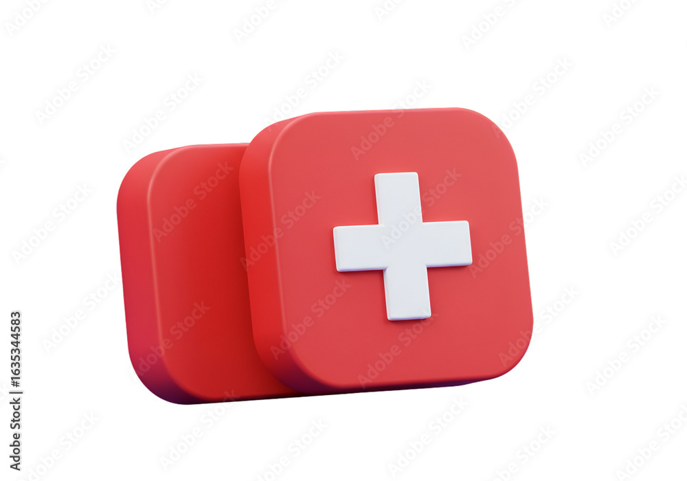 Fototapeta premium 3D Rendered Swiss Flag Plus Sign Isolated On Transparent Background Illustration