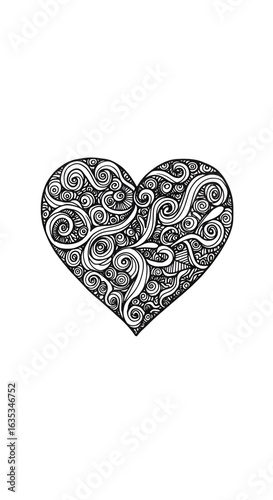 Abstract Black And White Heart Shape Pattern Illustration On Black Background