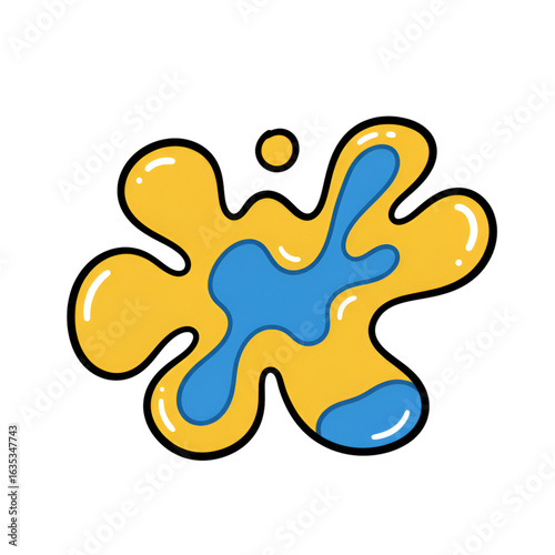 Abstract Blob Shape Illustration With Yellow And Blue Colors Isolated