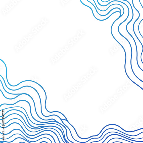 Abstract Blue Wavy Lines Frame on Black Background Illustration