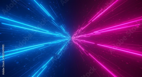 Abstract Neon Light Speed Tunnel Background
