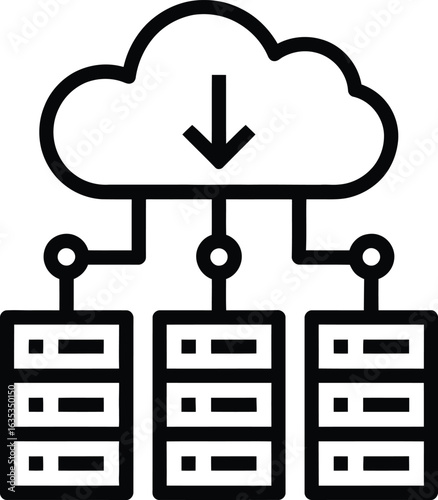 Cloud computing network servers data storage and transfer icon