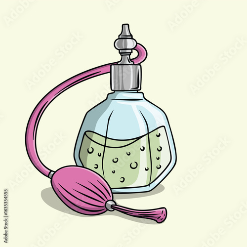 Vintage Perfume Bottle with Pink Bulb Sprayer