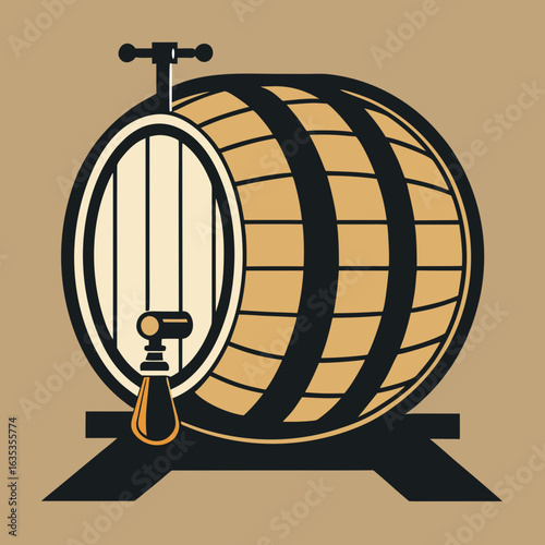 wooden barrel with beer