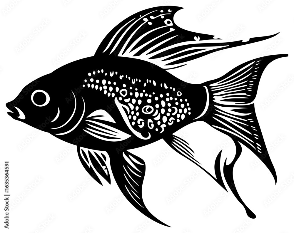 Fototapeta premium Gourami fish silhouette element
