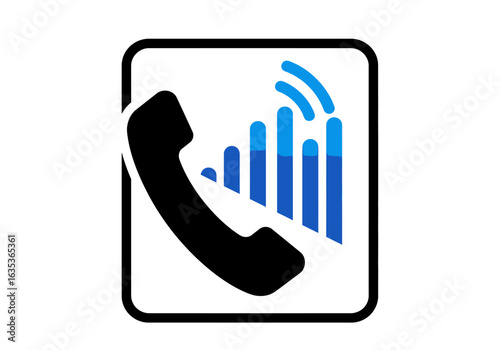 Black Phone Icon with Blue Signal Strength Bars