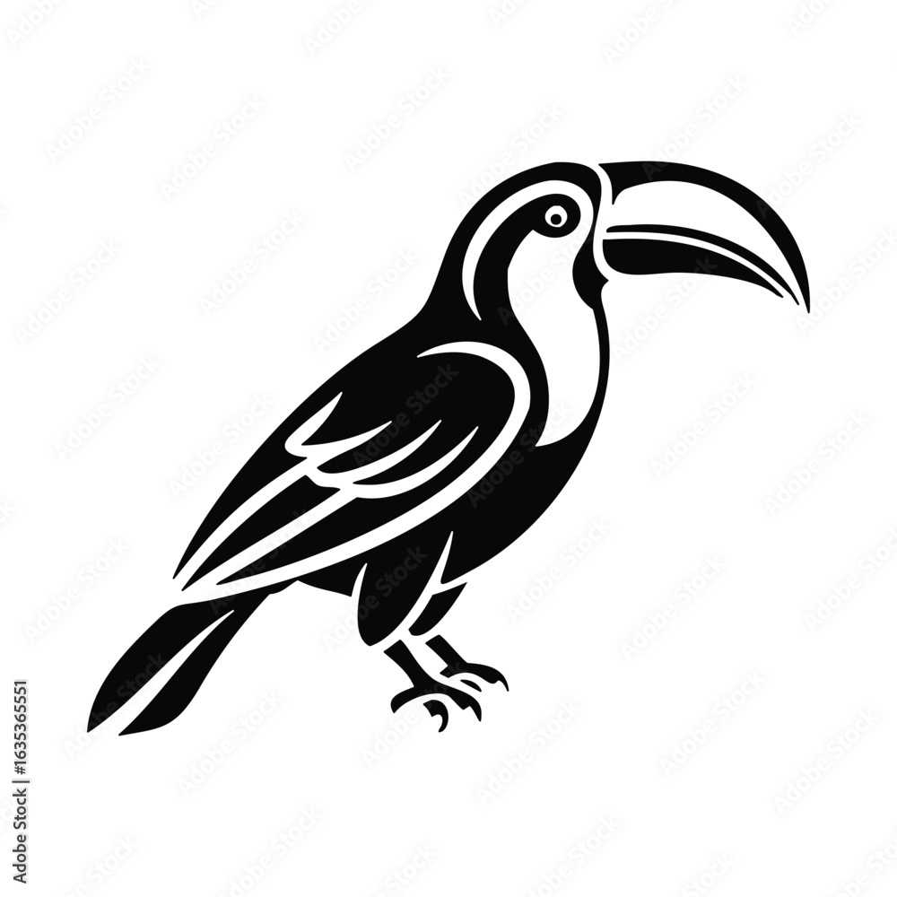 Fototapeta premium Vector illustration of a black silhouette toucan