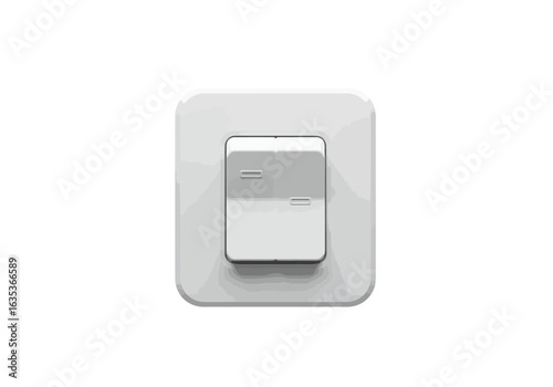 White Double Light Switch with Square Plate and Recessed Buttons