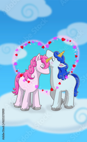 Postcard of Cute Unicorns in Love