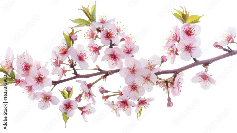 Fototapeta premium Cherry blossom branch flower isolate on transparency background