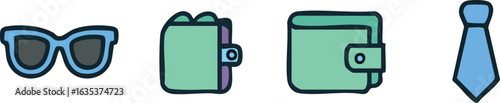 Mens Accessories Cartoon Style Illustration.