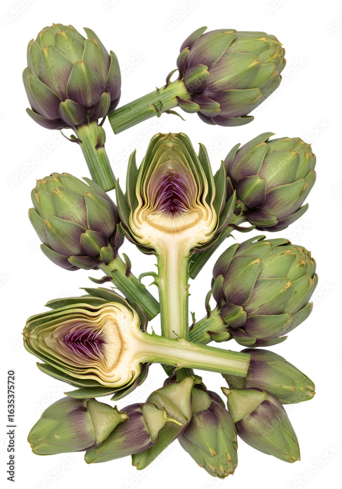 Fototapeta premium Artichoke Arrangement Illustration Isolated On Transparent Background