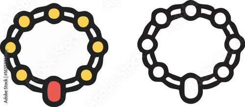 Religious Rosary Prayer Beads Icon.