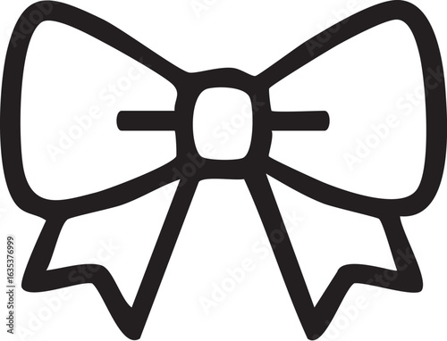 Simple black line art bow icon for decoration.