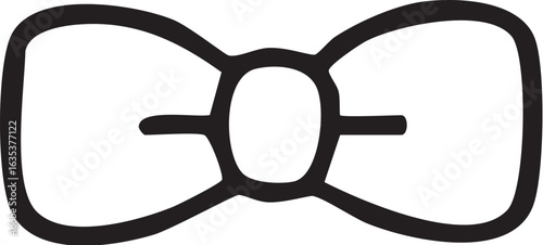 Simple Black Outline Bow Tie Icon.