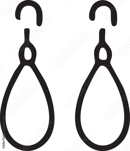 Simple Black Outline Earrings Illustration.