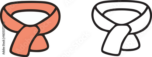 Simple Coral Scarf and Outline Icon.