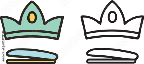 Simple Crown and Stapler Vector Icons Set.