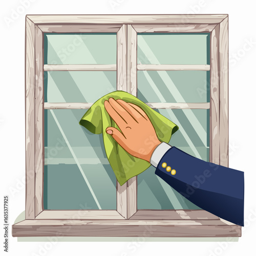vector illustration of a hand wiping fog from a window to reveal a clear view, symbolizing clarity and renewal