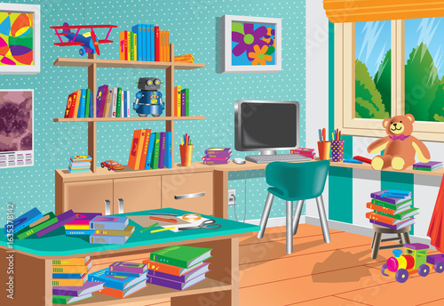 Illustration of a decorated child's room