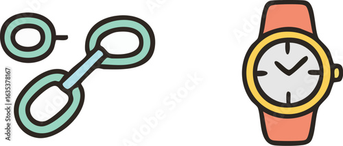 Simple Icons of a Chain Link and Wristwatch.